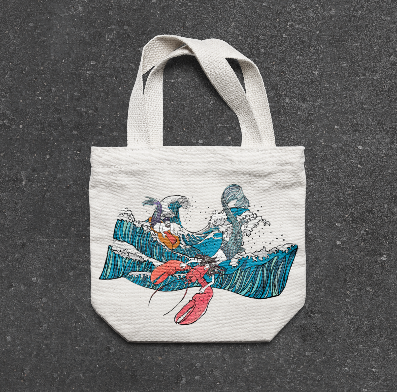 The Coney Island Mermaid Parade Poster Illustration: Tote Bag